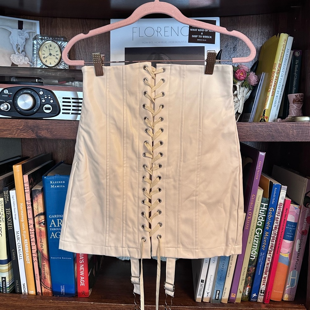 Corset Style, Faux Patent Leather Skirt